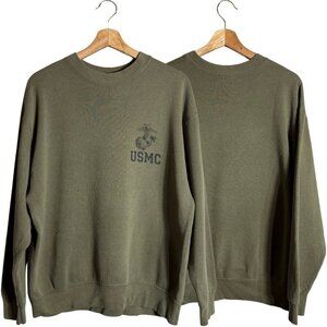 Vintage USMC United States Marine Corp Crew Neck Sweatshirt Men's Medium Green